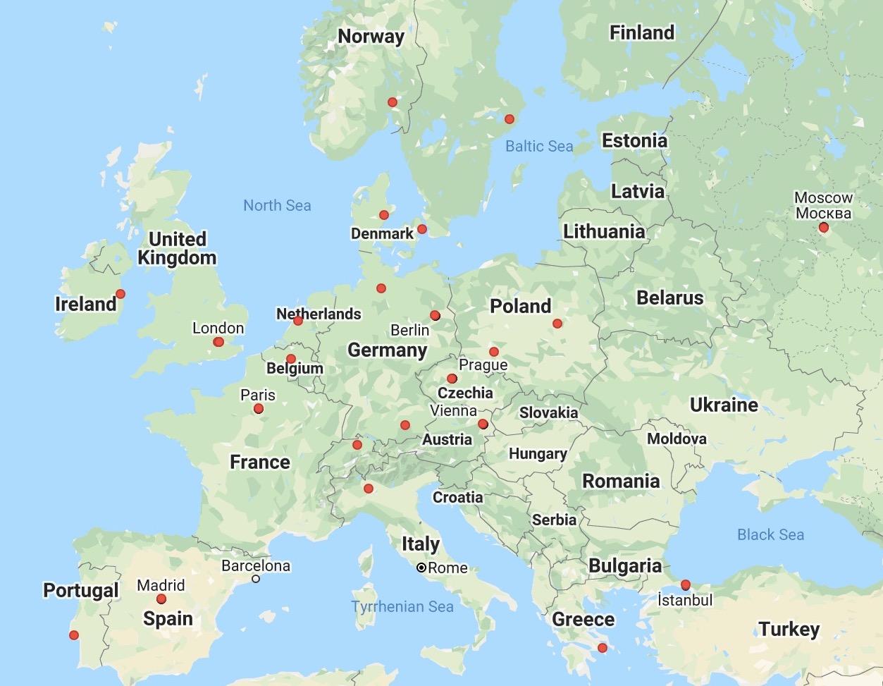 Карта европы с украиной и белоруссией