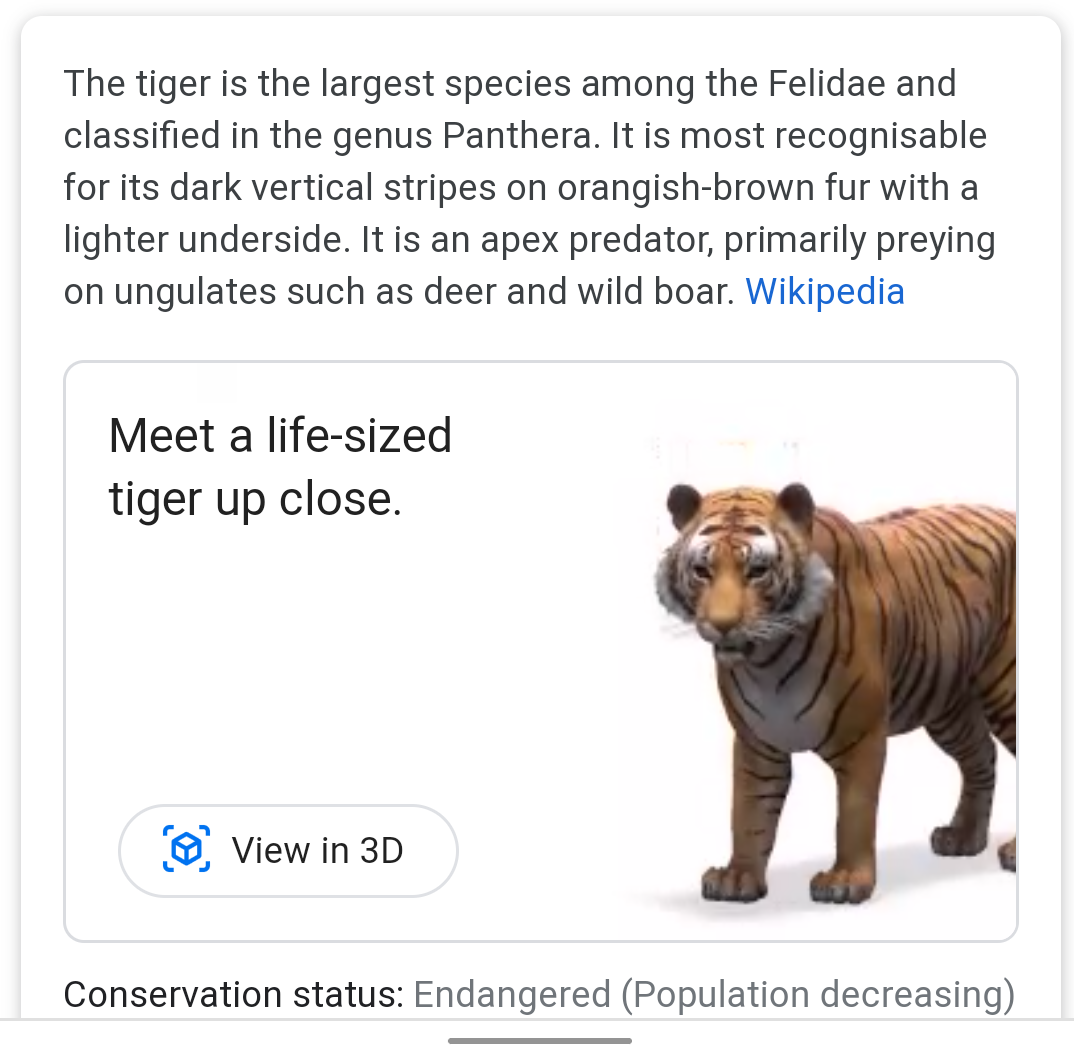 google 3d animals tiger view in 3d your space