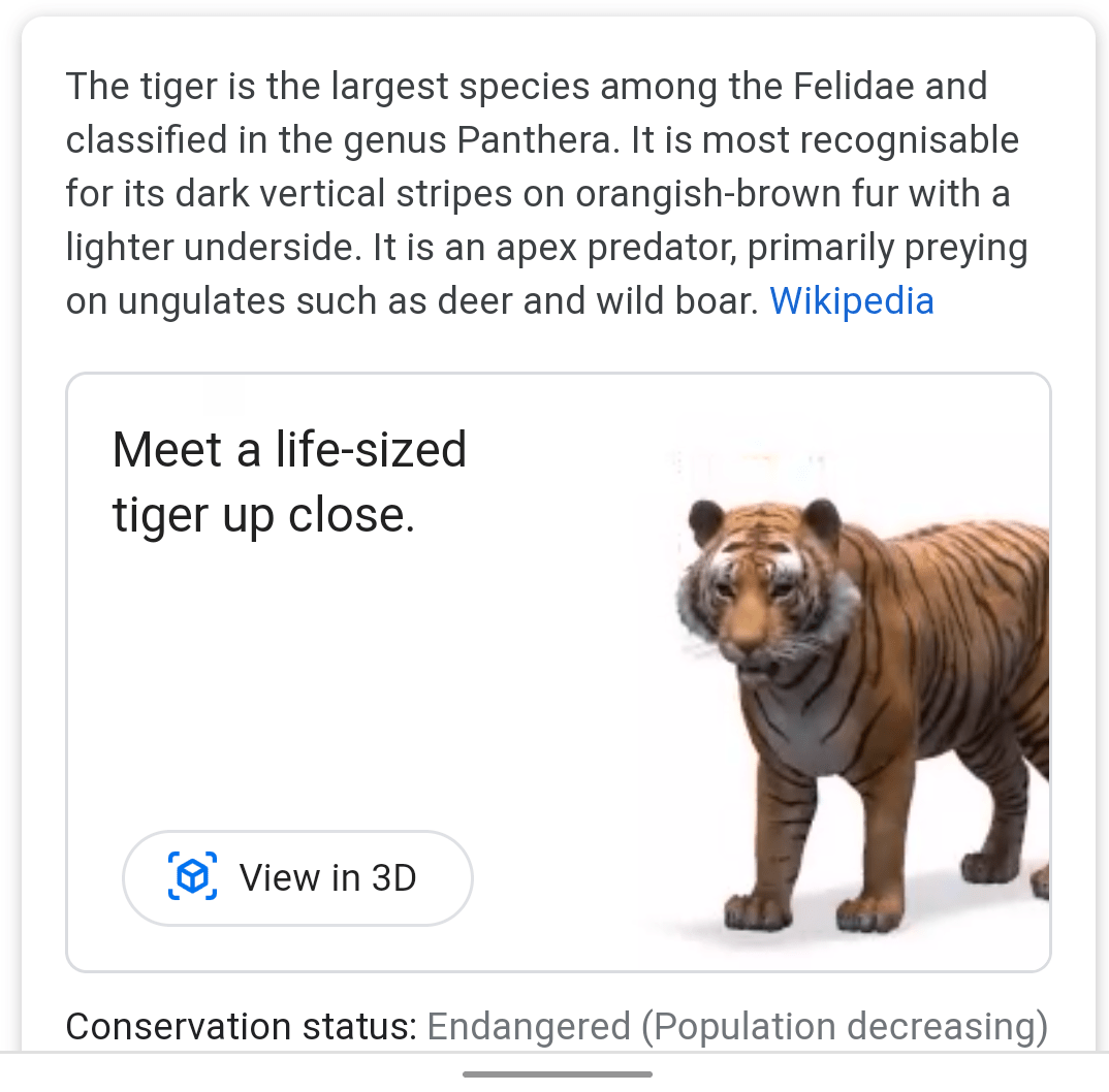 Google 3D animals list Lions, tigers, dinos and more! 9to5Google