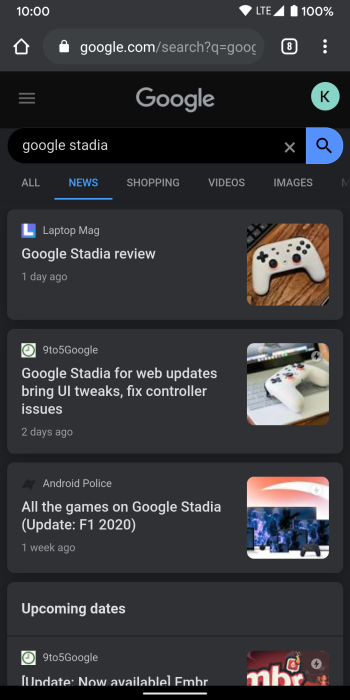 Google Search begins testing dark mode for mobile web - 9to5Google