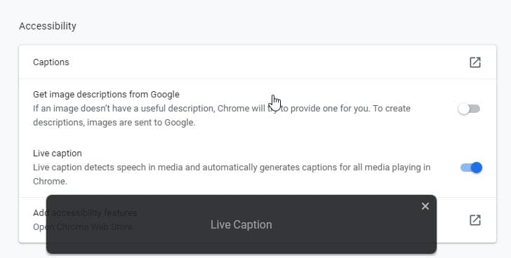 google chrome live caption demo canary