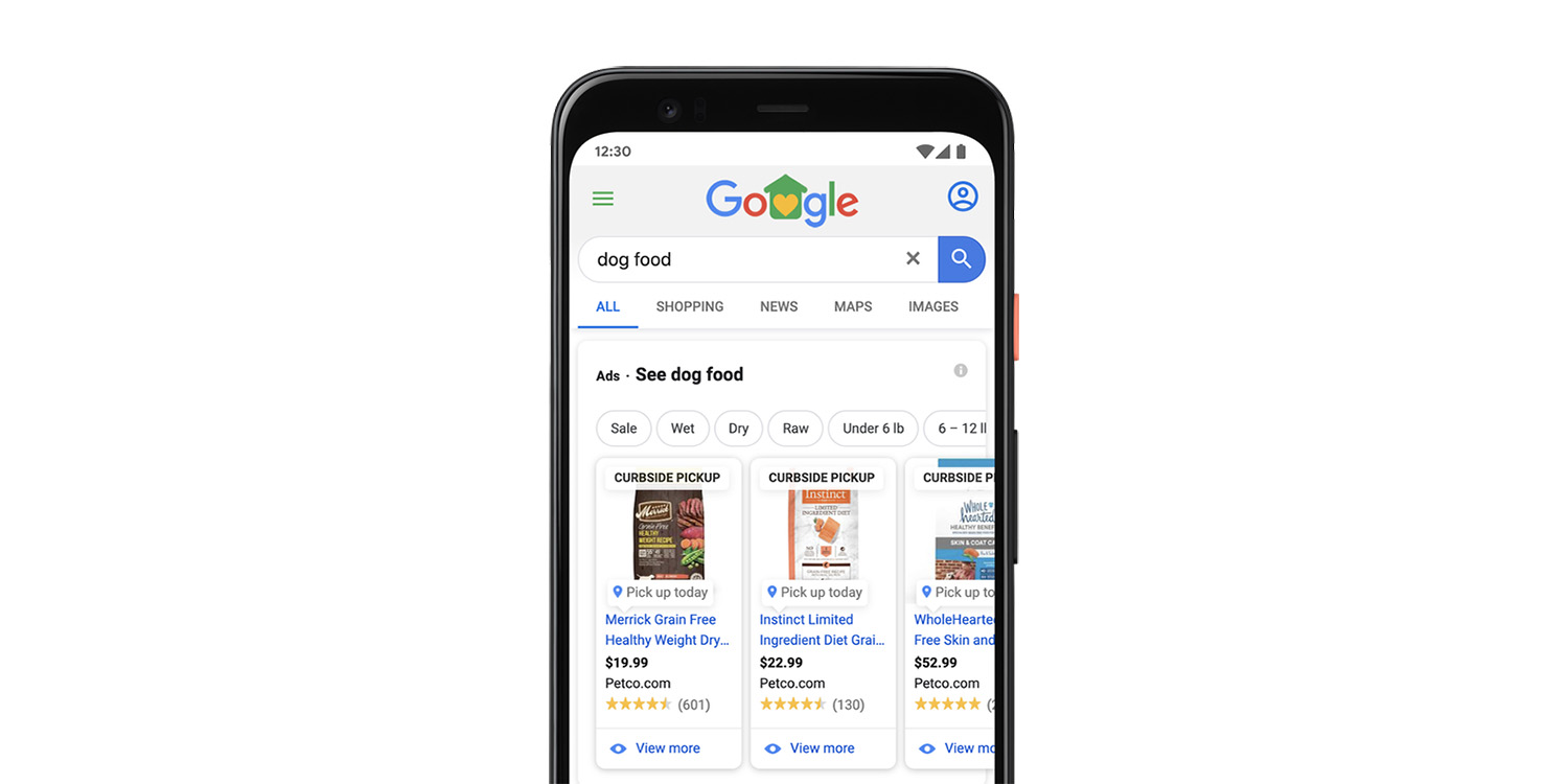 google local shopping ads curbside pickup service badge