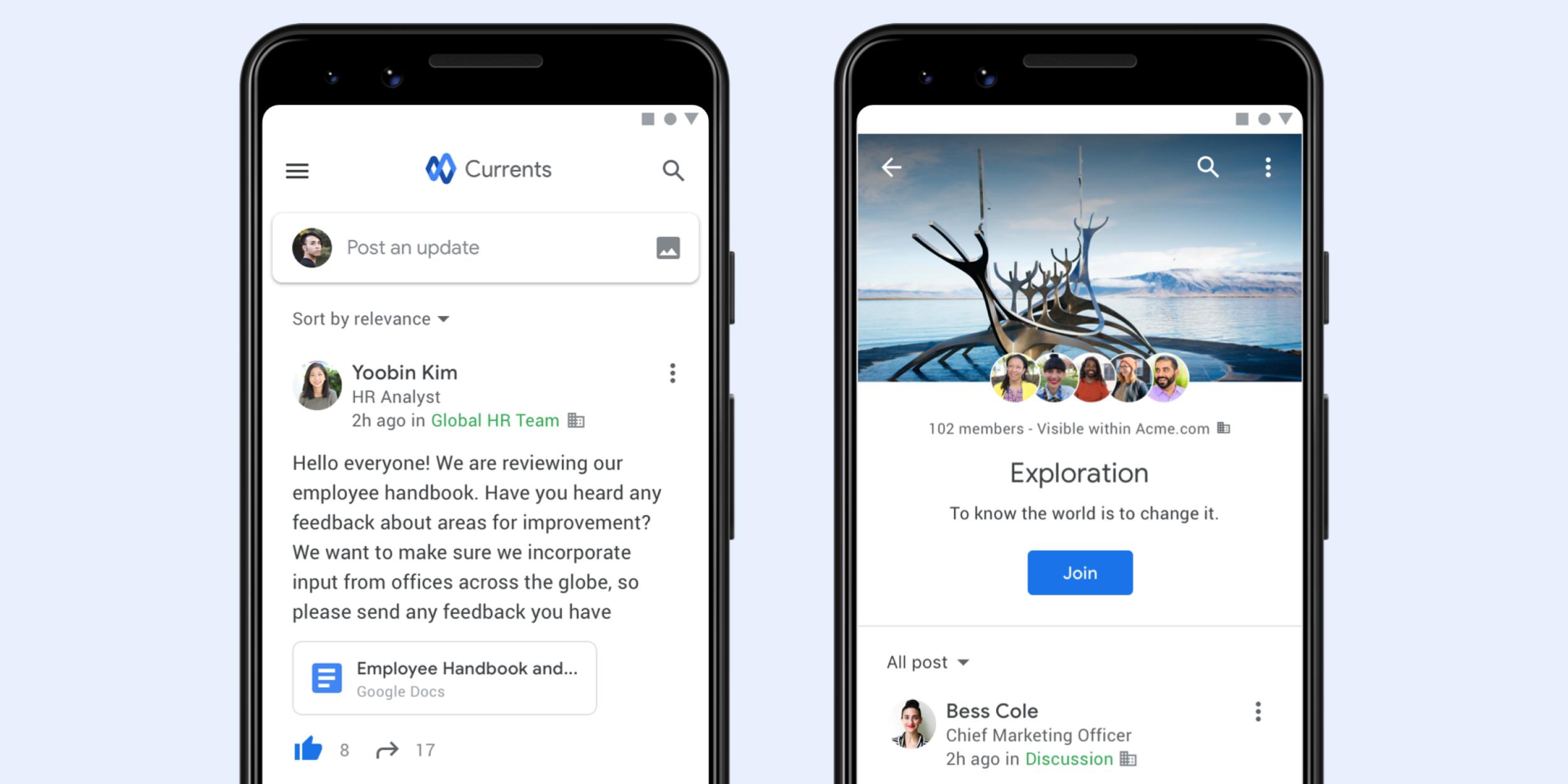 New community features for Google Chat and an update on Currents