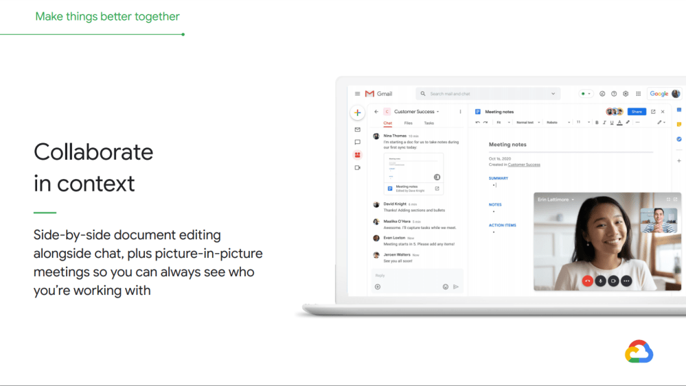 gmail redesign docs chat rooms