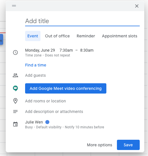 Google Calendar lets you add events without #39 More options #39 9to5Google