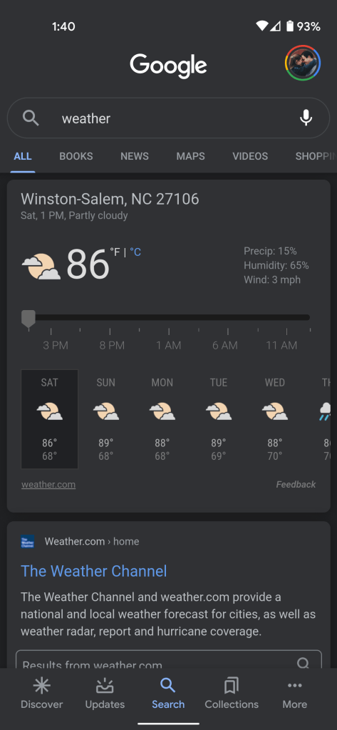 google weather app android disappear
