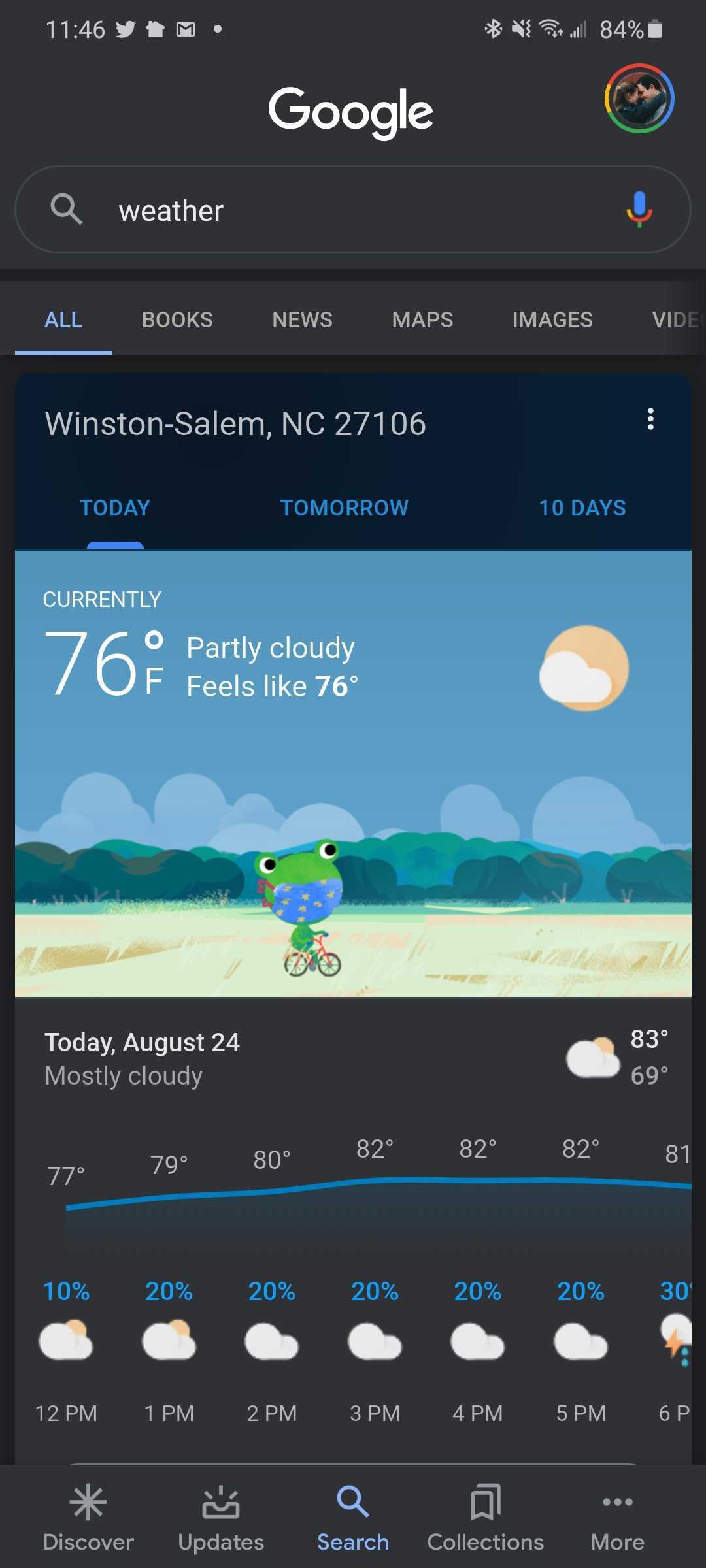 Google Weather now shows a mask on its frog mascot - 9to5Google