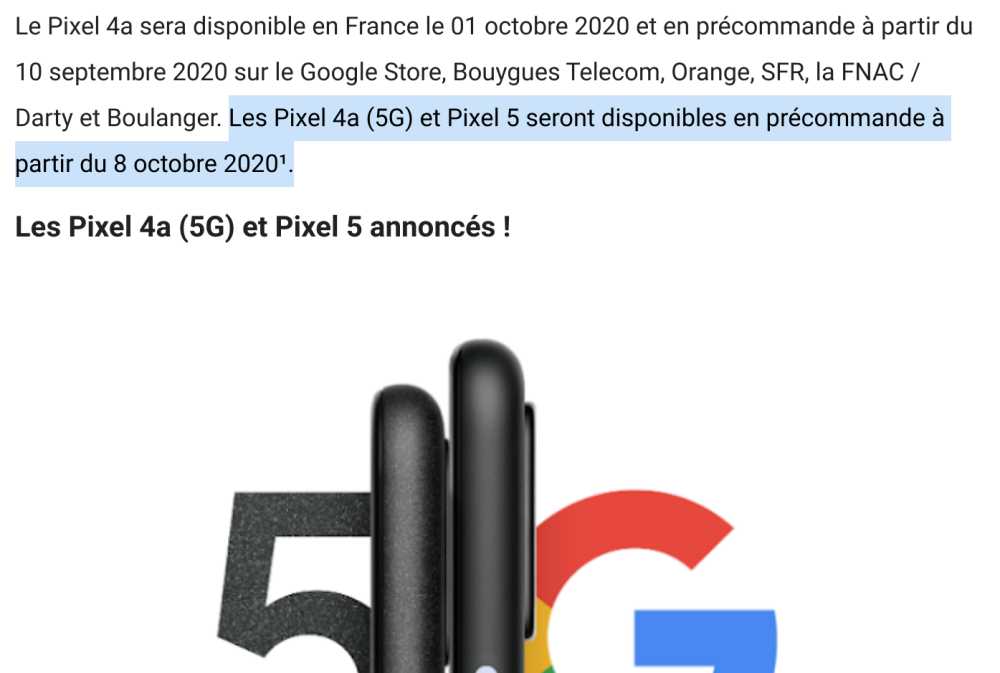 Pixel 5 and Pixel 4a (5G) launch date