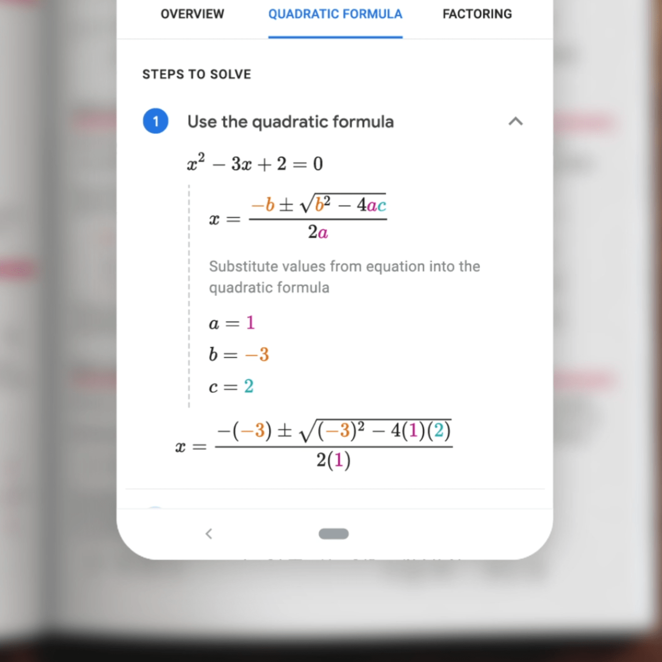 google lens homework question