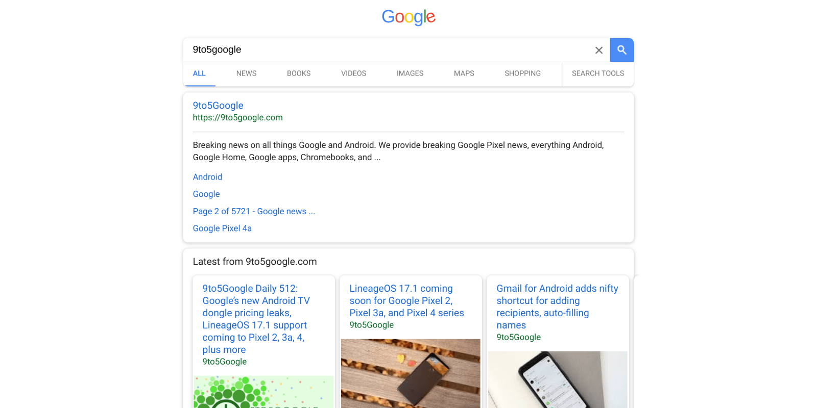 Google Search mobile bug