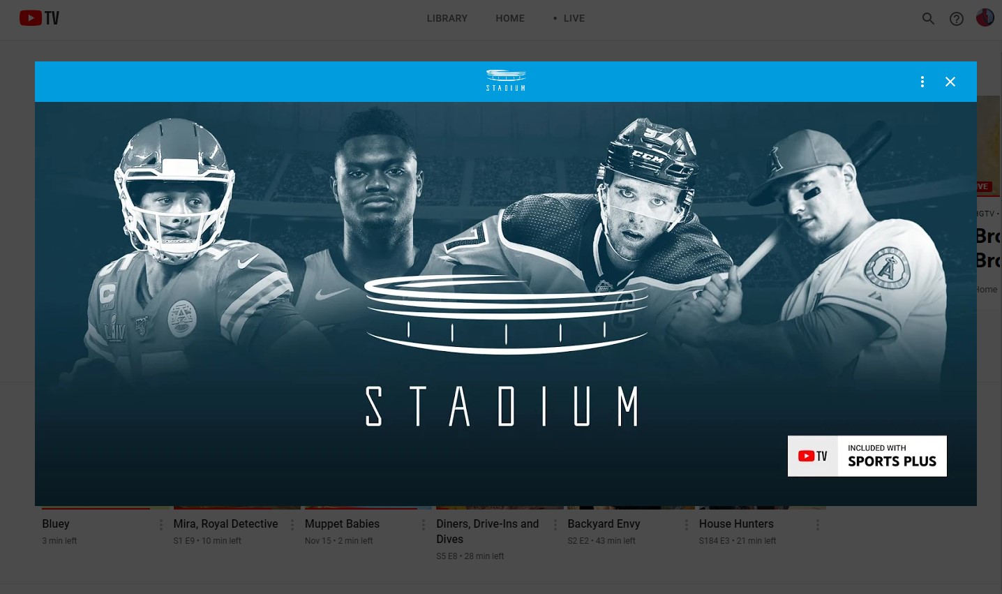 Youtube tv sports plus add on new arrivals