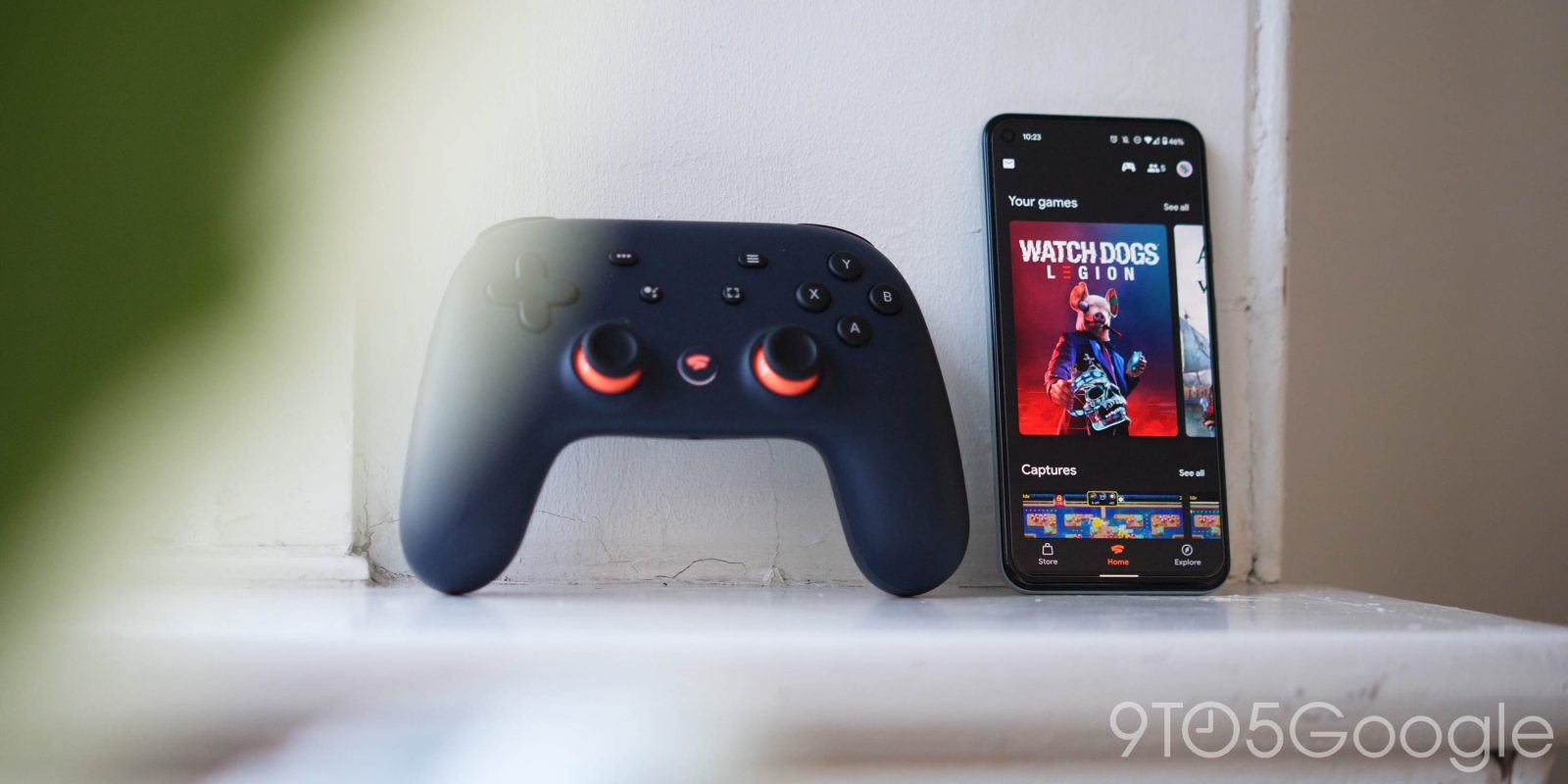 Google Stadia Controller and Stadia app on a Pixel 5