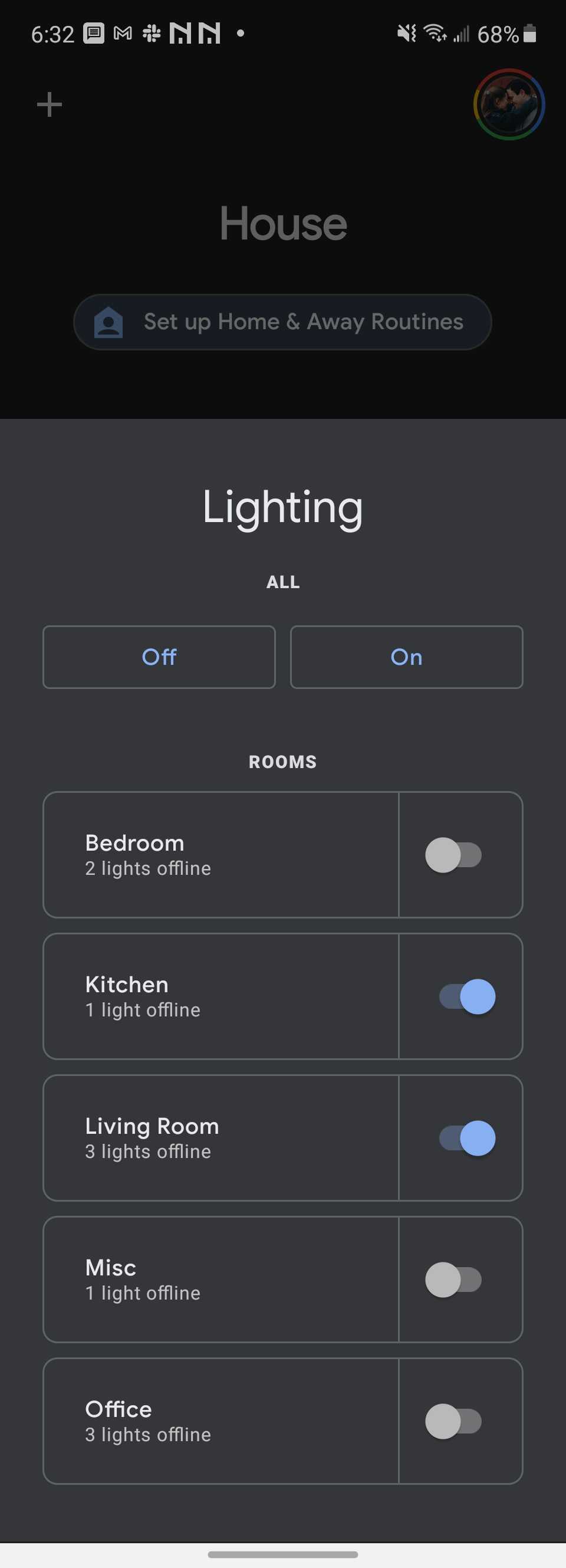google home widget lights