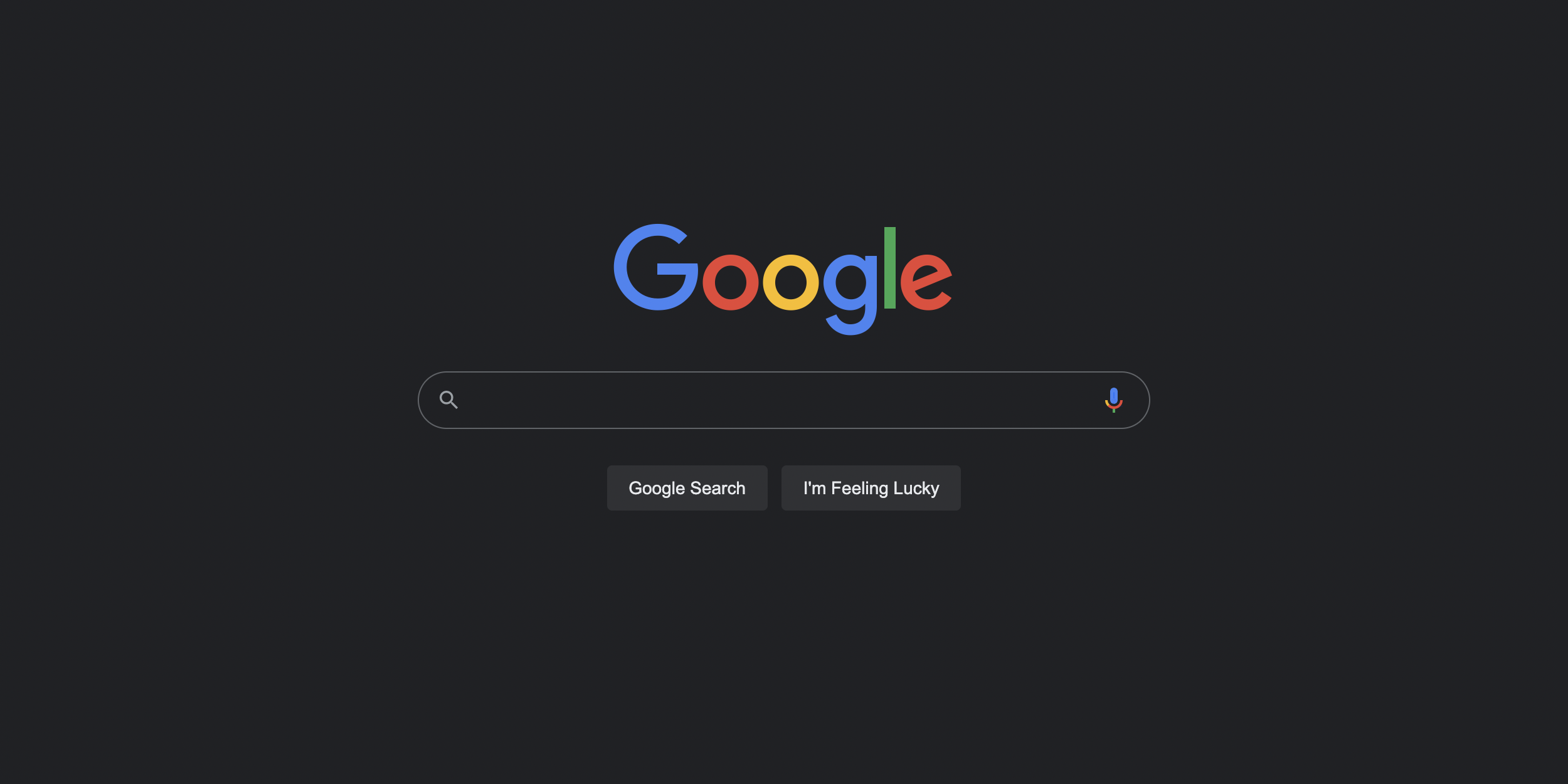 google search testing full desktop dark