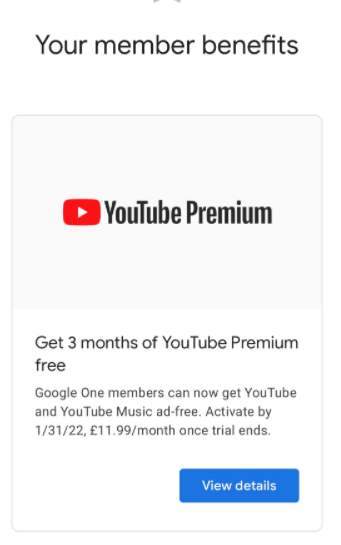 google one youtube premium free