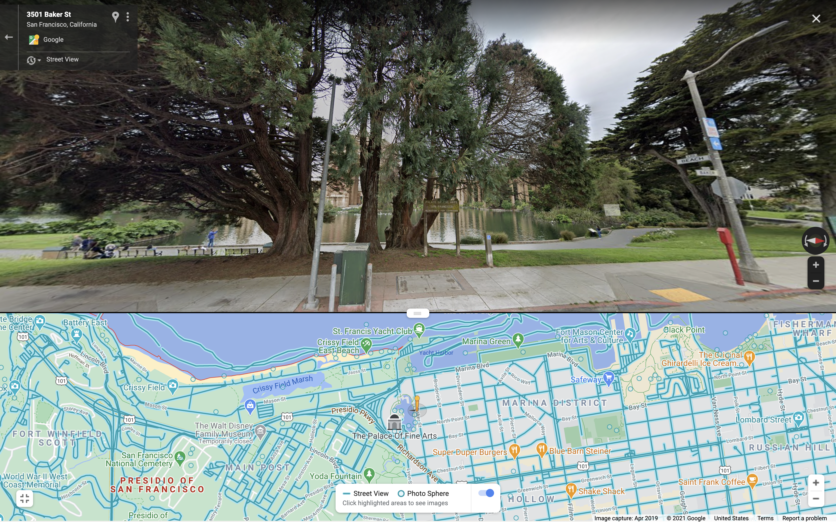 google maps street view gets split