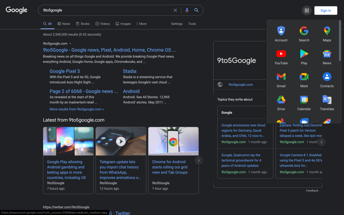 Google Search testing full desktop dark mode [Gallery] 9to5Google