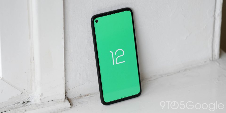 Google Pixel 4a with an Android 12 logo