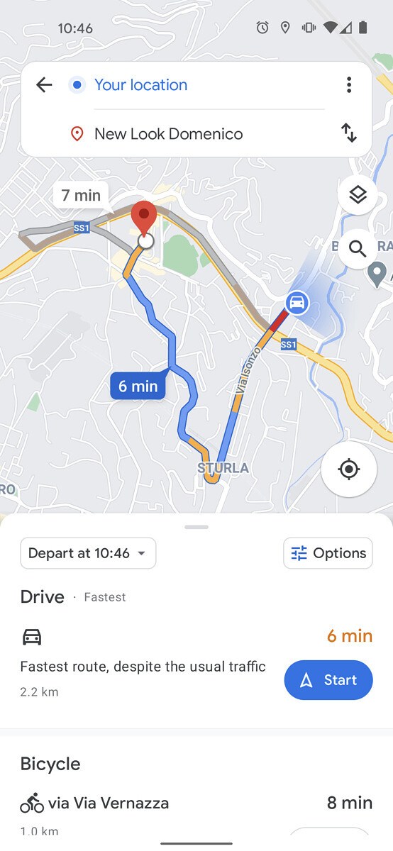 Google Maps appears to be testing a new route option UI