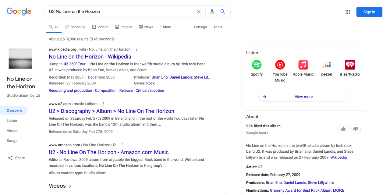 Google Search redesign music
