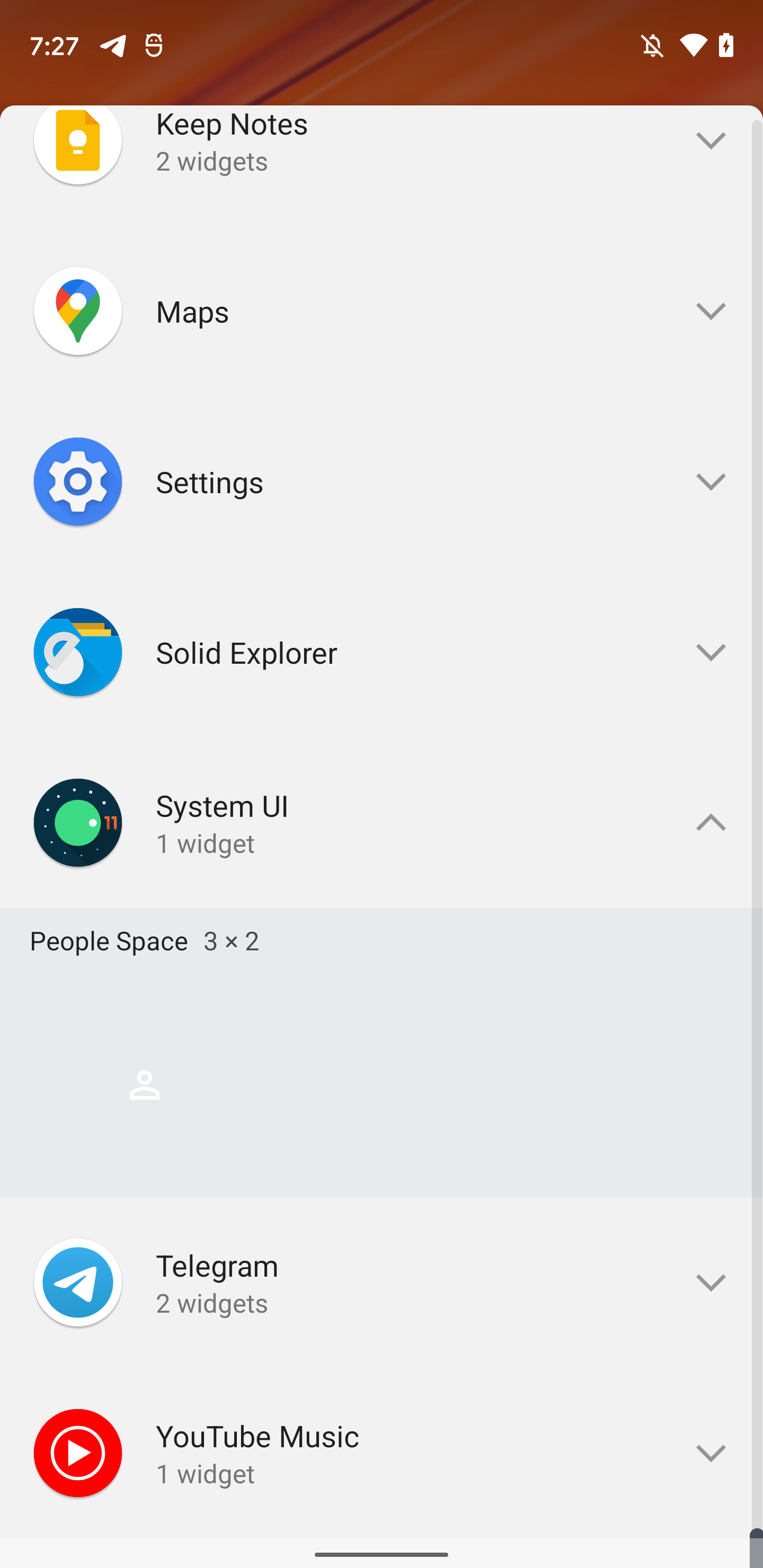 People Space in Android 12 widget list