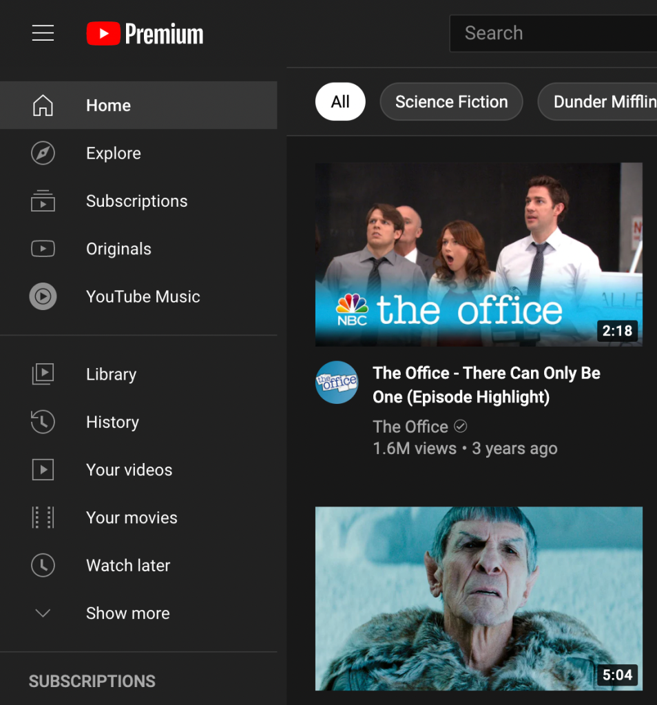 YouTube new icons homepage