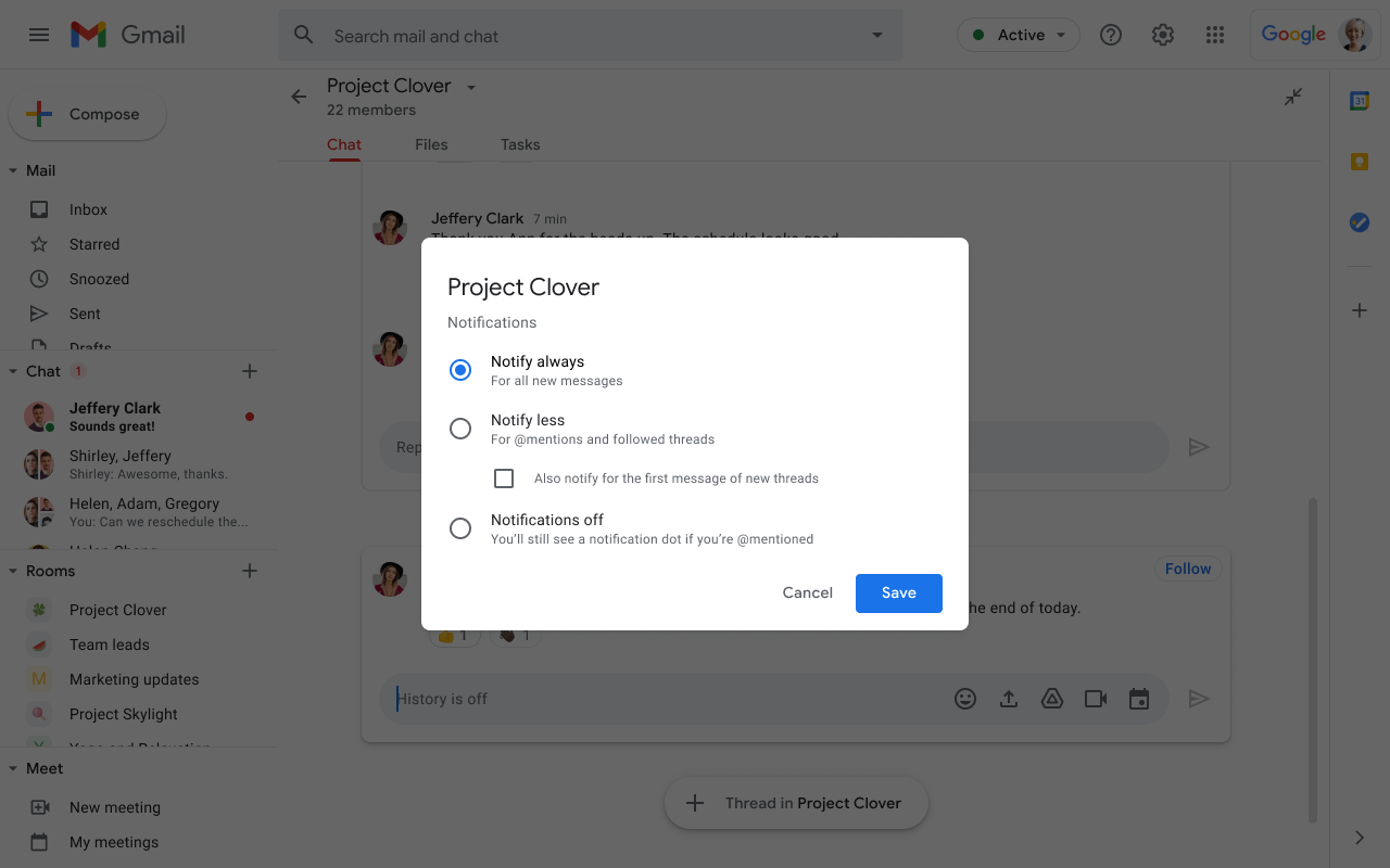 Google Chat rolling out more granular notification settings
