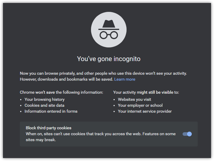 google chrome incognito