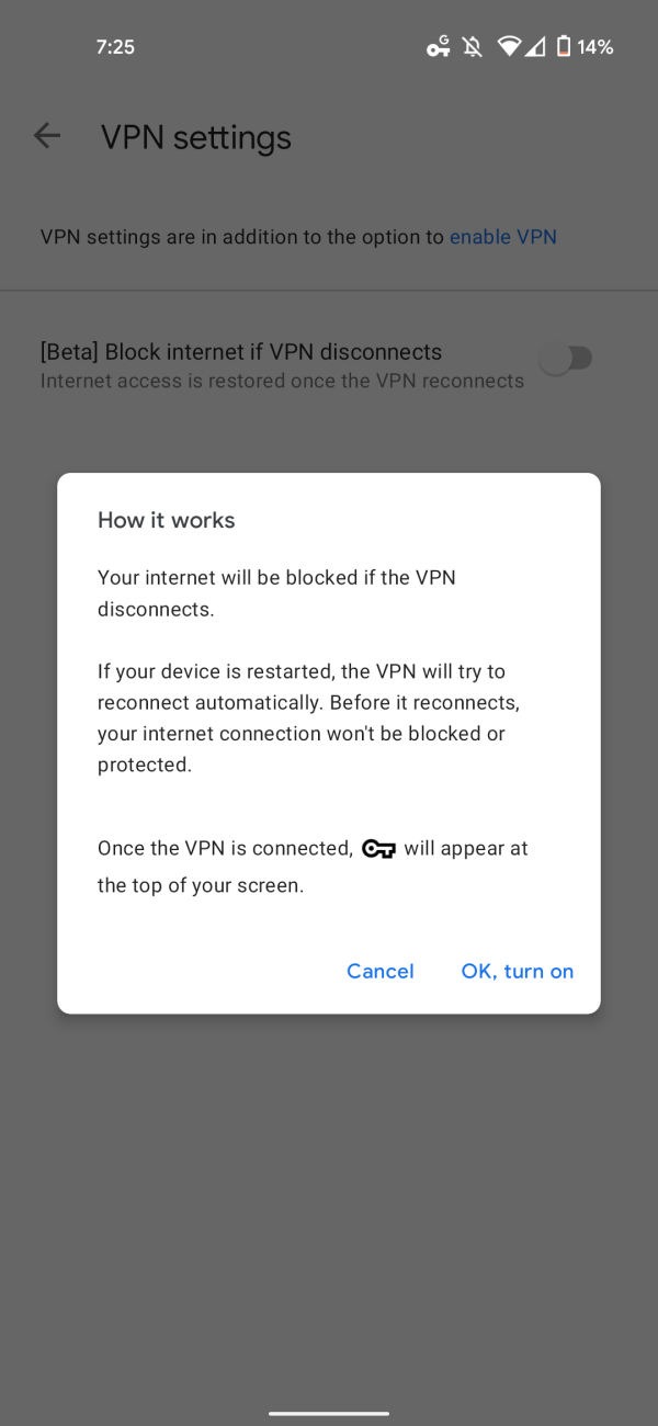 Google One VPN block