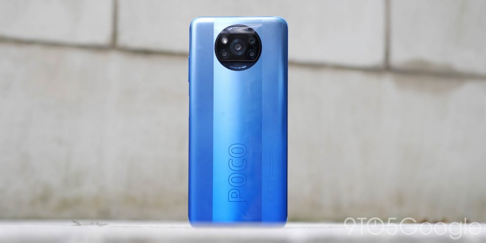 Xiaomi Poco X3 Pro with large embossed "Poco" logo in blue color