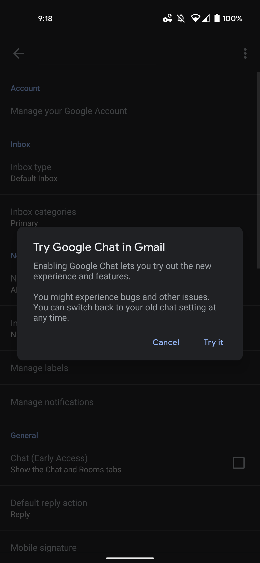new Gmail Chat turn on