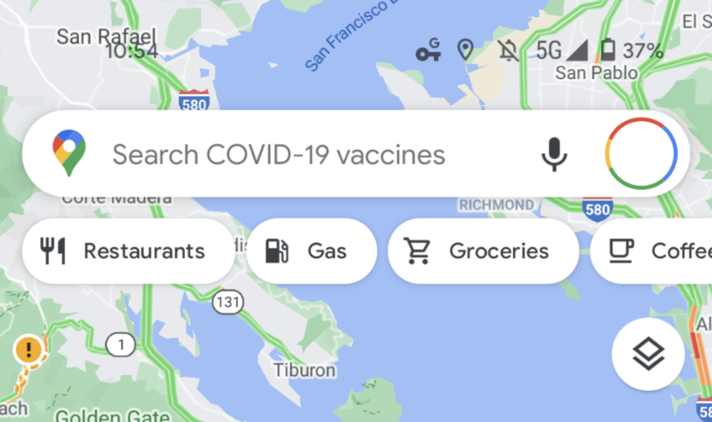 Google Maps COVID-19 vaccines