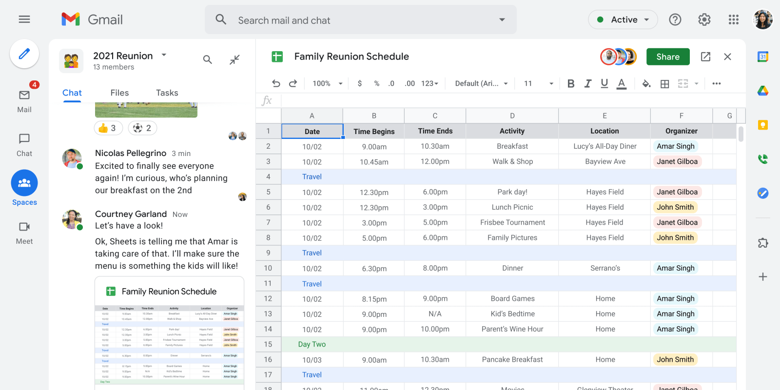 Gmail Google Chat Spaces