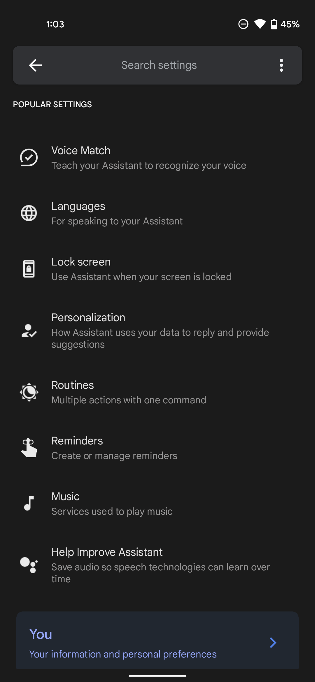 Google Assistant Lock screen