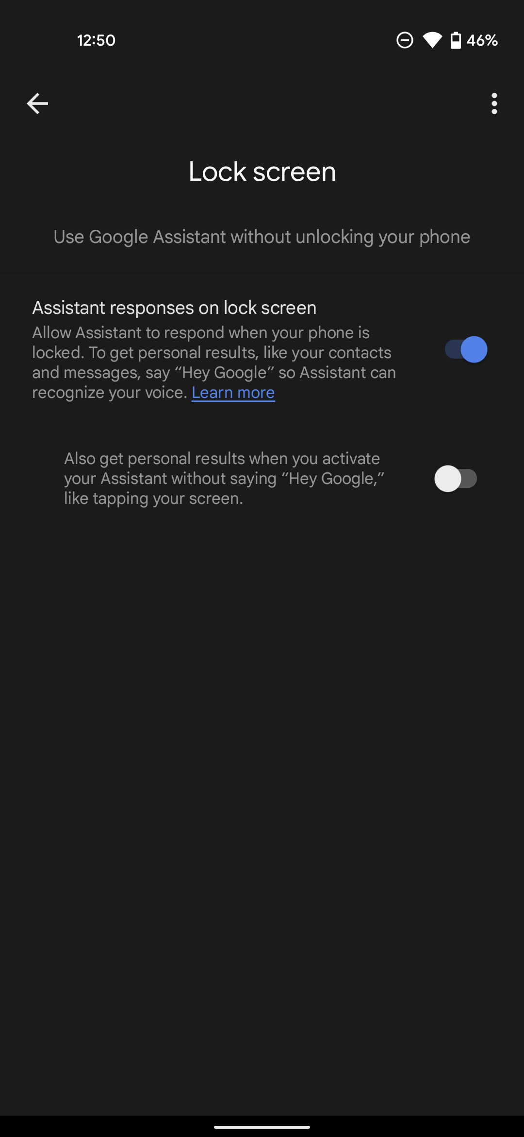 Google Assistant Lock screen