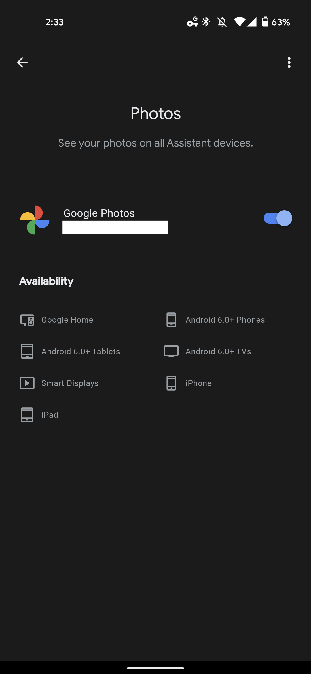 Google Assistant Photos settings