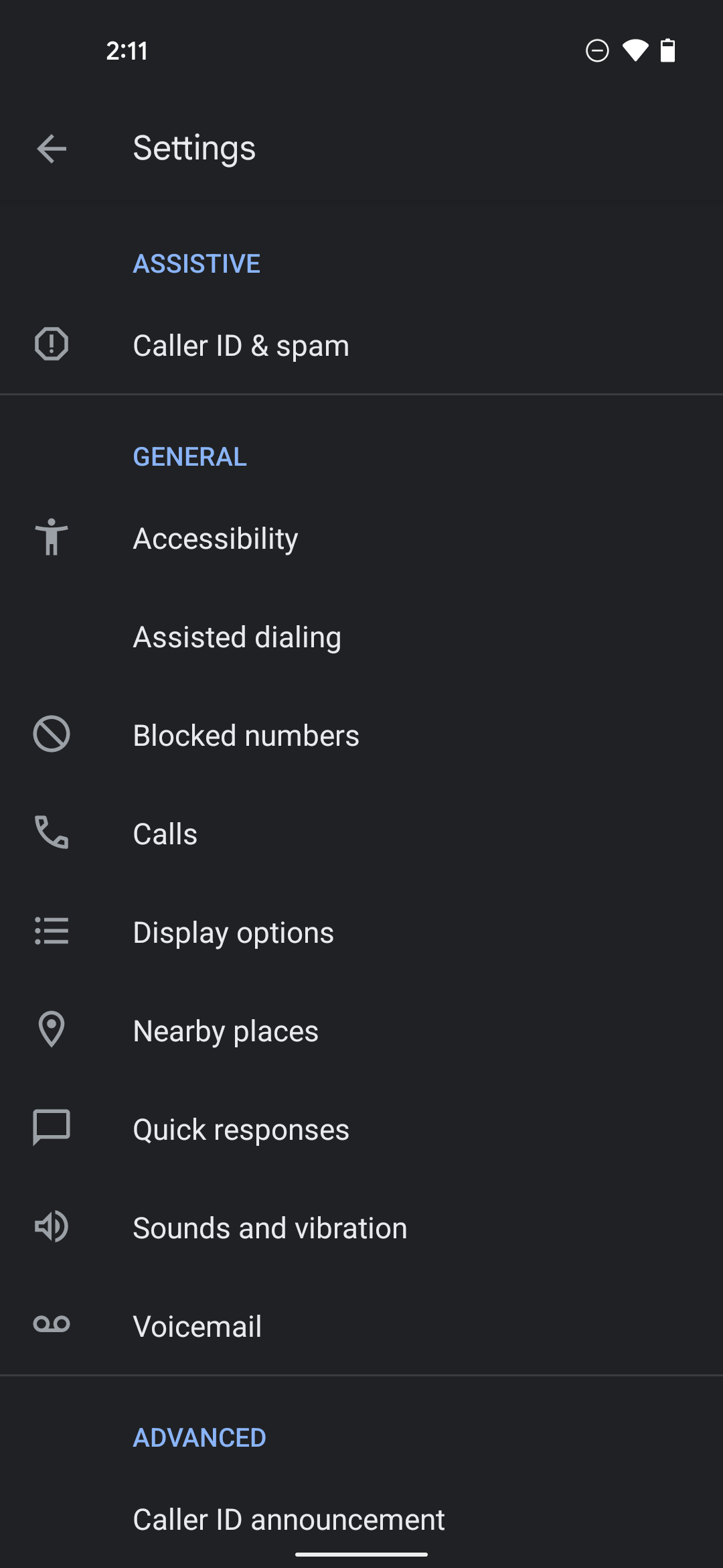 Google Phone settings redesign