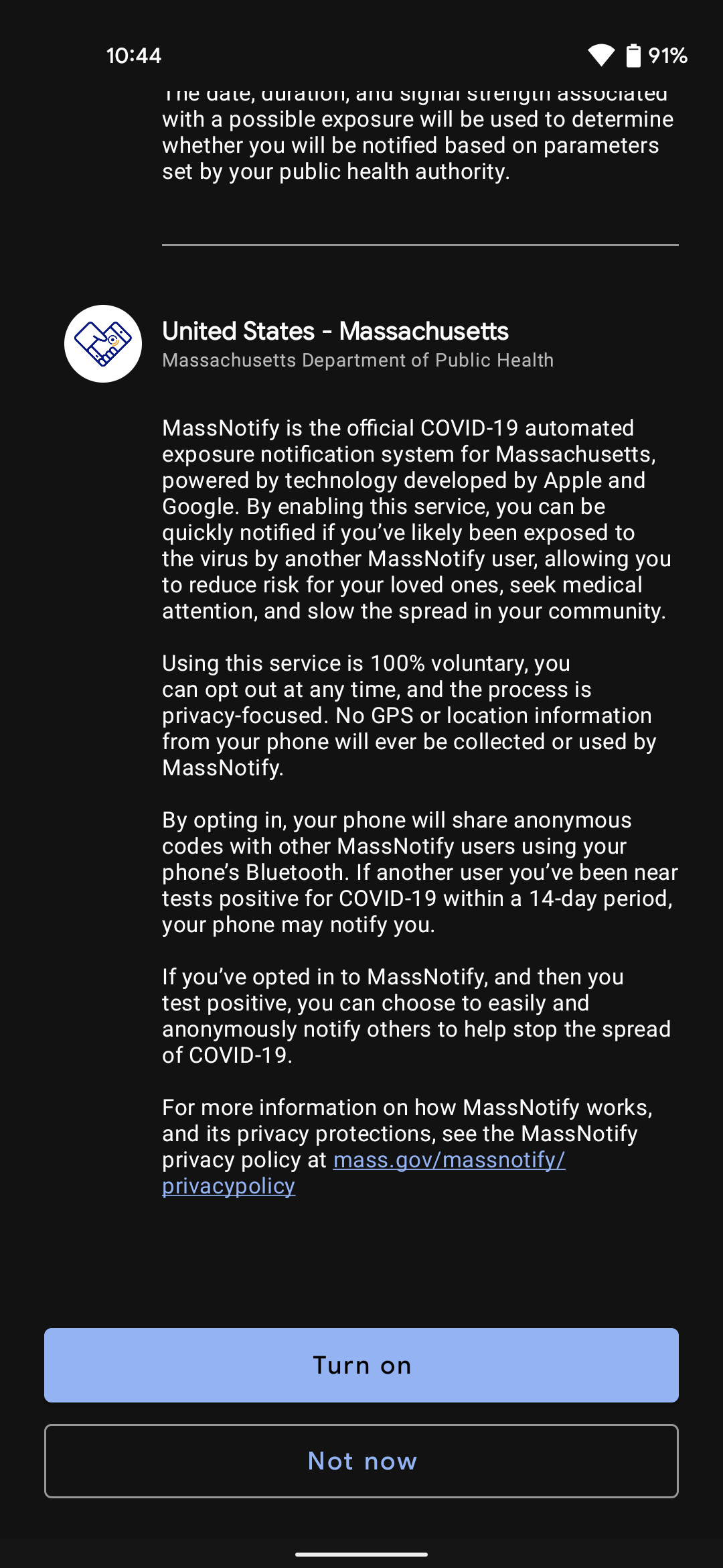 Massachusetts MassNotify app