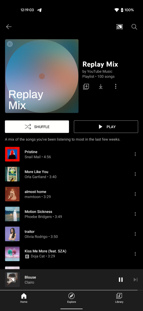 youtube music replay mix