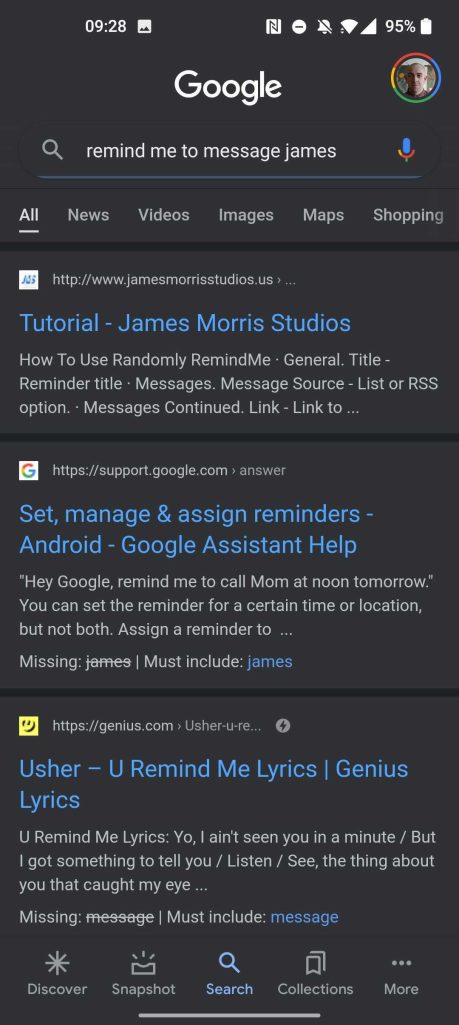 google search reminders