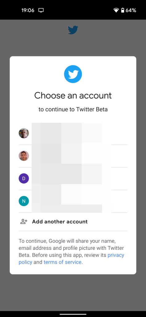 twitter google account login