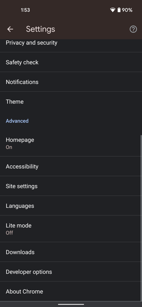 Material You redesign (dark mode) in Chrome for Android