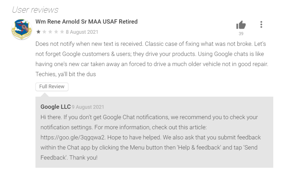 google chat review