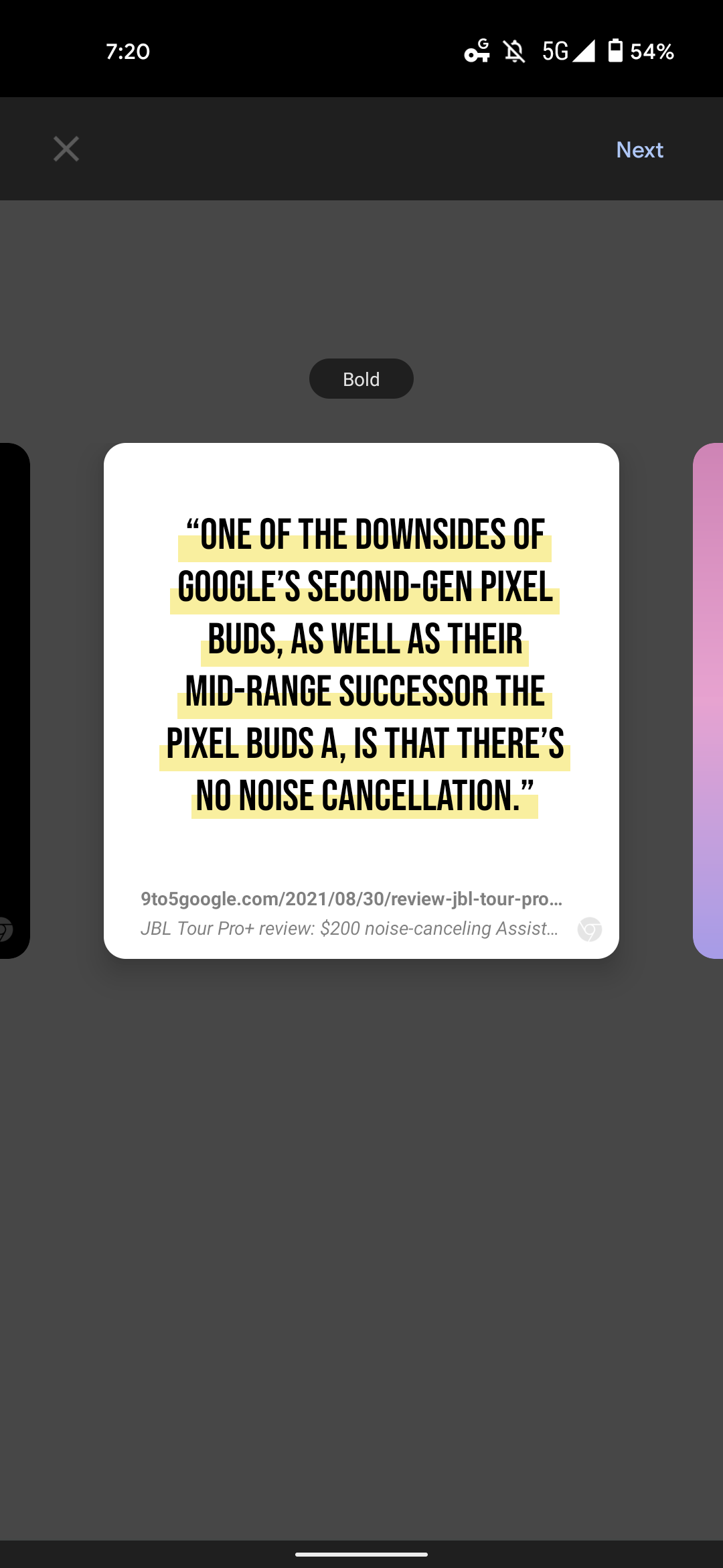 Chrome Android quote cards