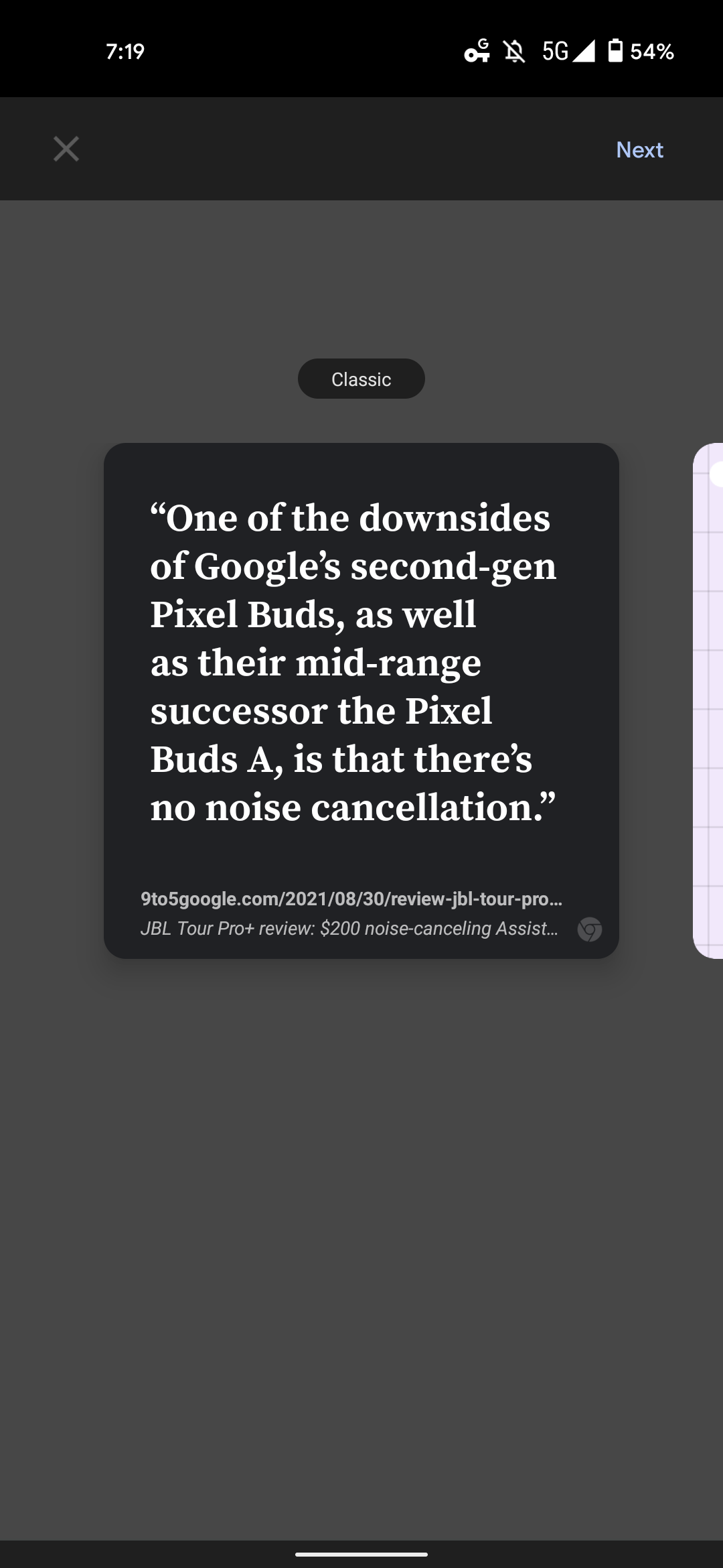 Chrome Android quote cards