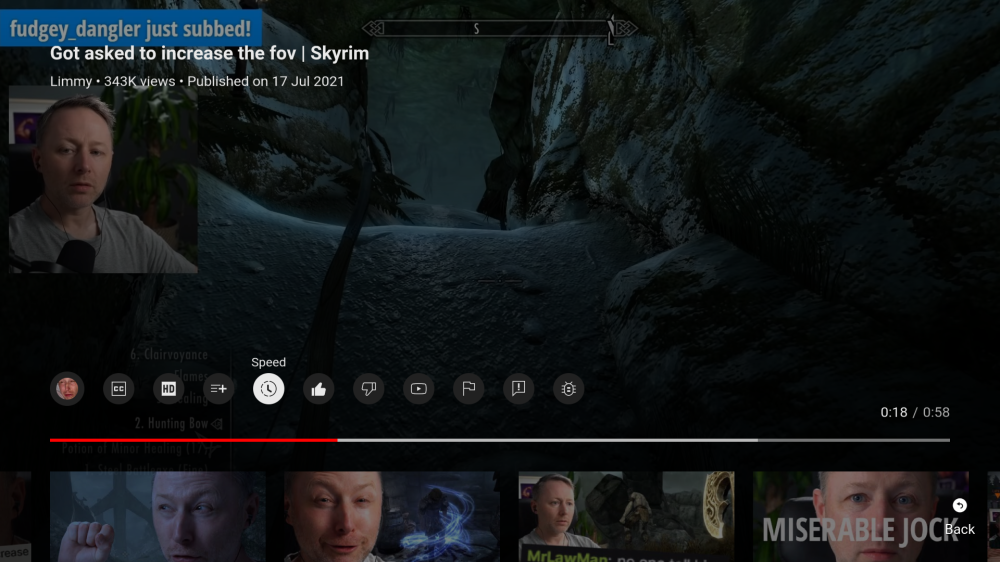 YouTube for Android TV has new line-style icons to match when expanding the player view