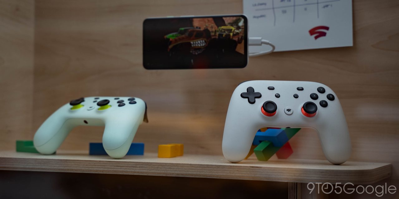 Two Stadia Controllers at the Google Store in Chelsea