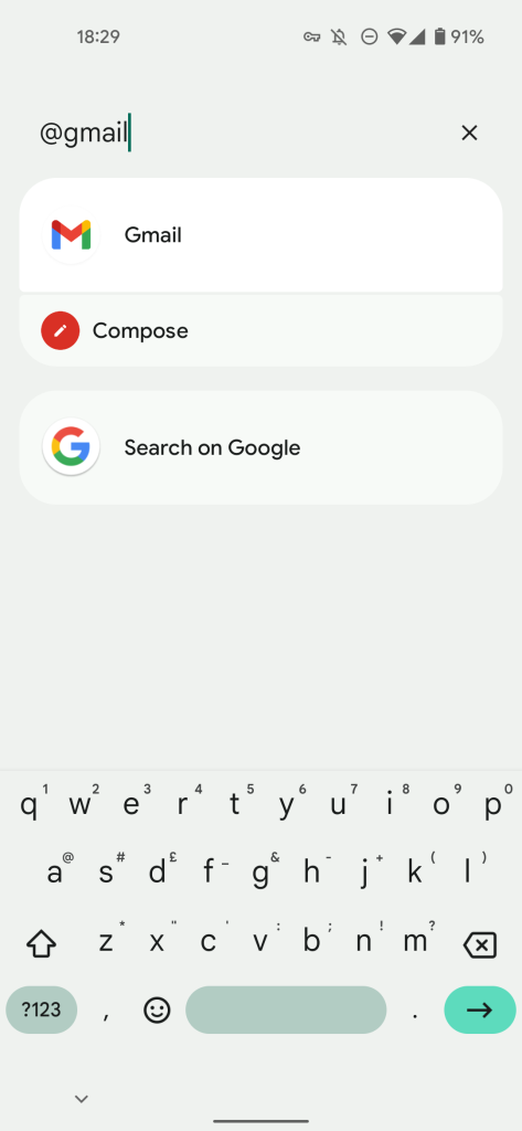 Android 12 Beta 5 "Device search" results page