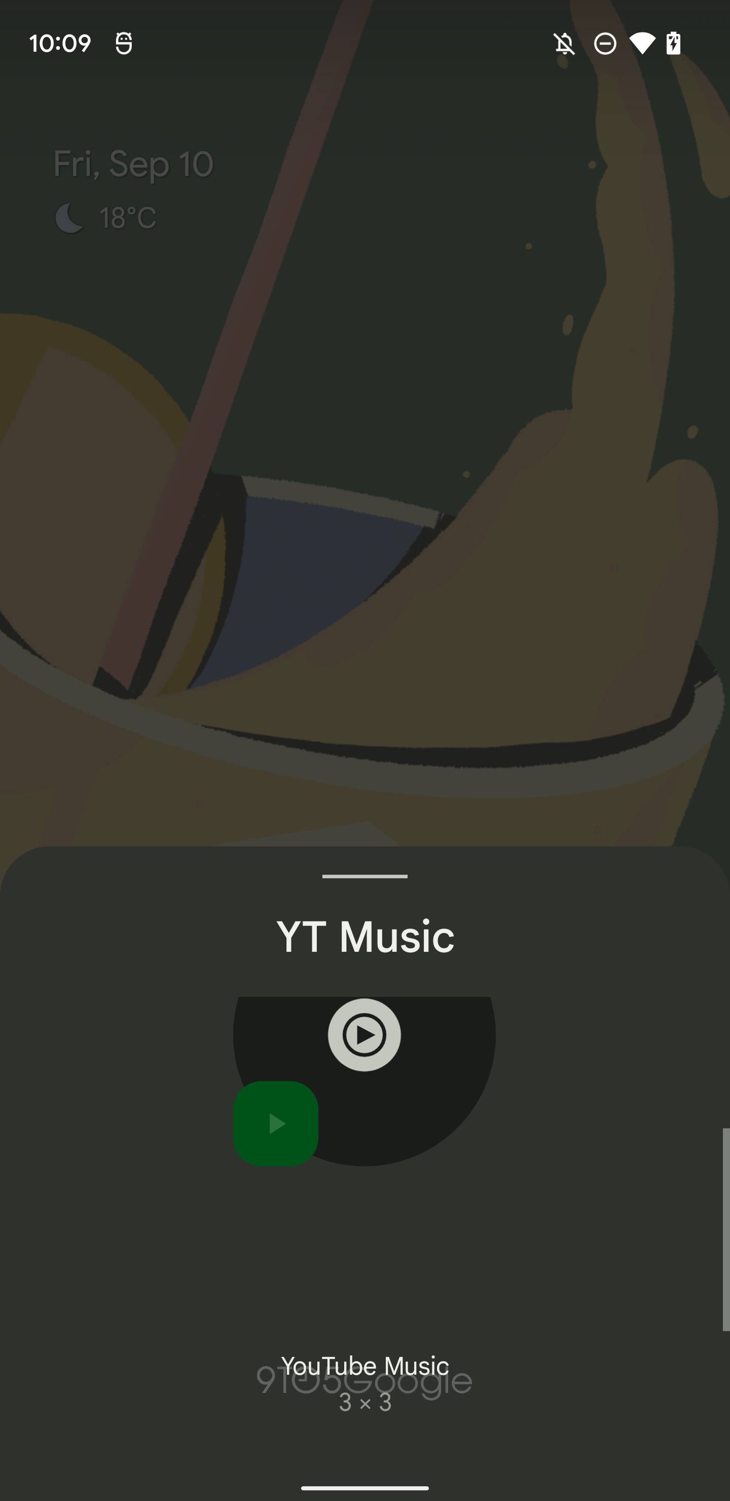 YouTube Music Material You widget