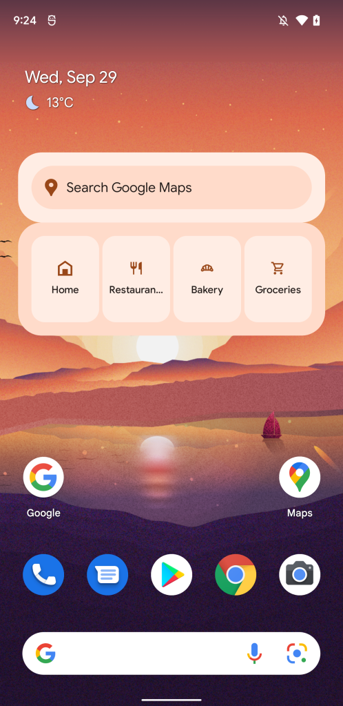 Google Maps homescreen widget on Android